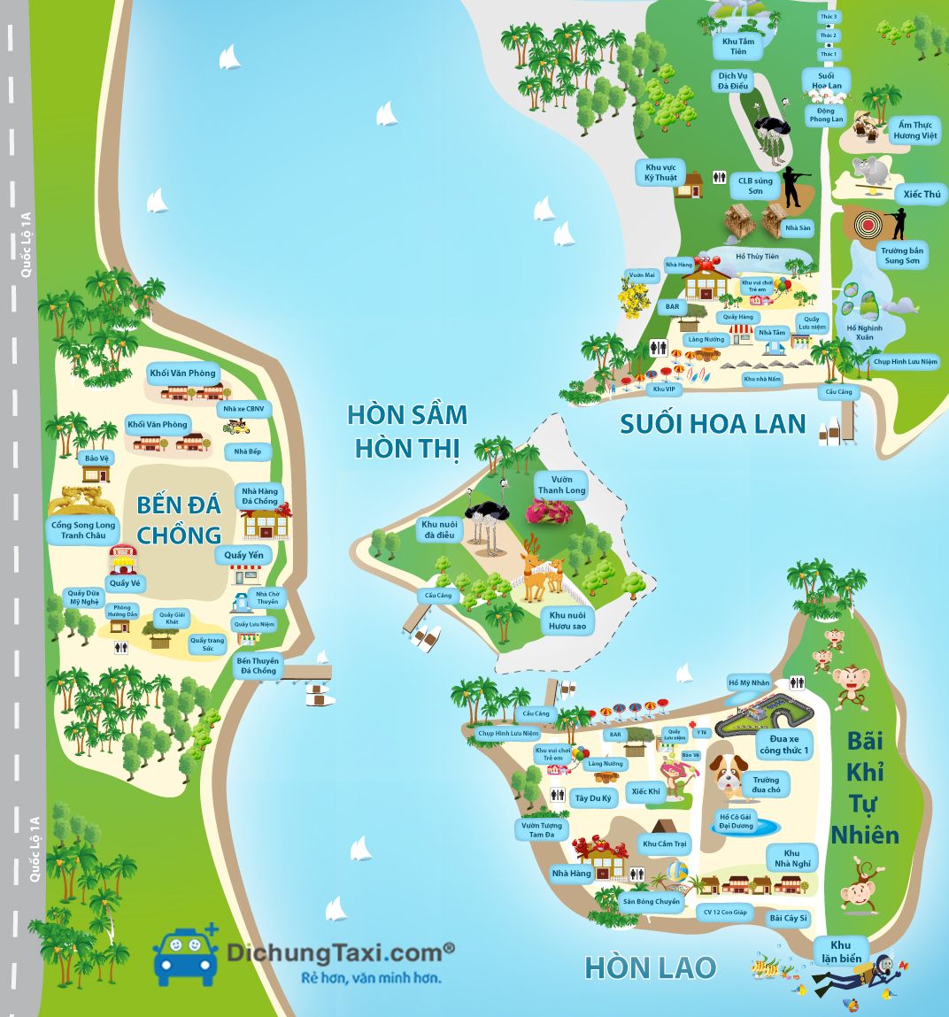 Bản đồ du lịch đầm Nha Phu Nha Trang