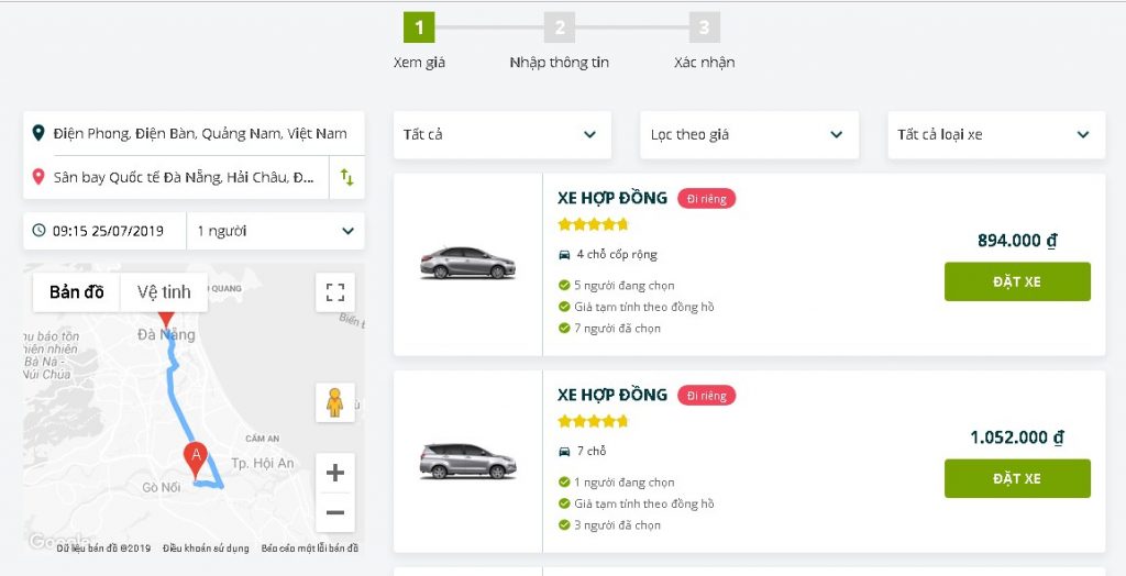 Đặt xe nhanh chóng, tiết kiệm với Đi Chung