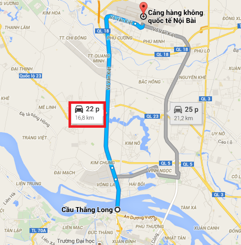 đường đi sân bay nội bài 1